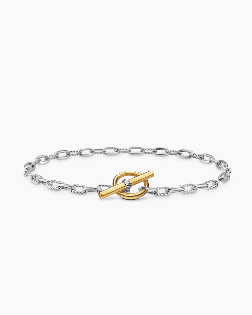 Womens DY Madison Toggle Chain Bracelet in Sterling Silver with 18K Yellow Gold, 3mm
