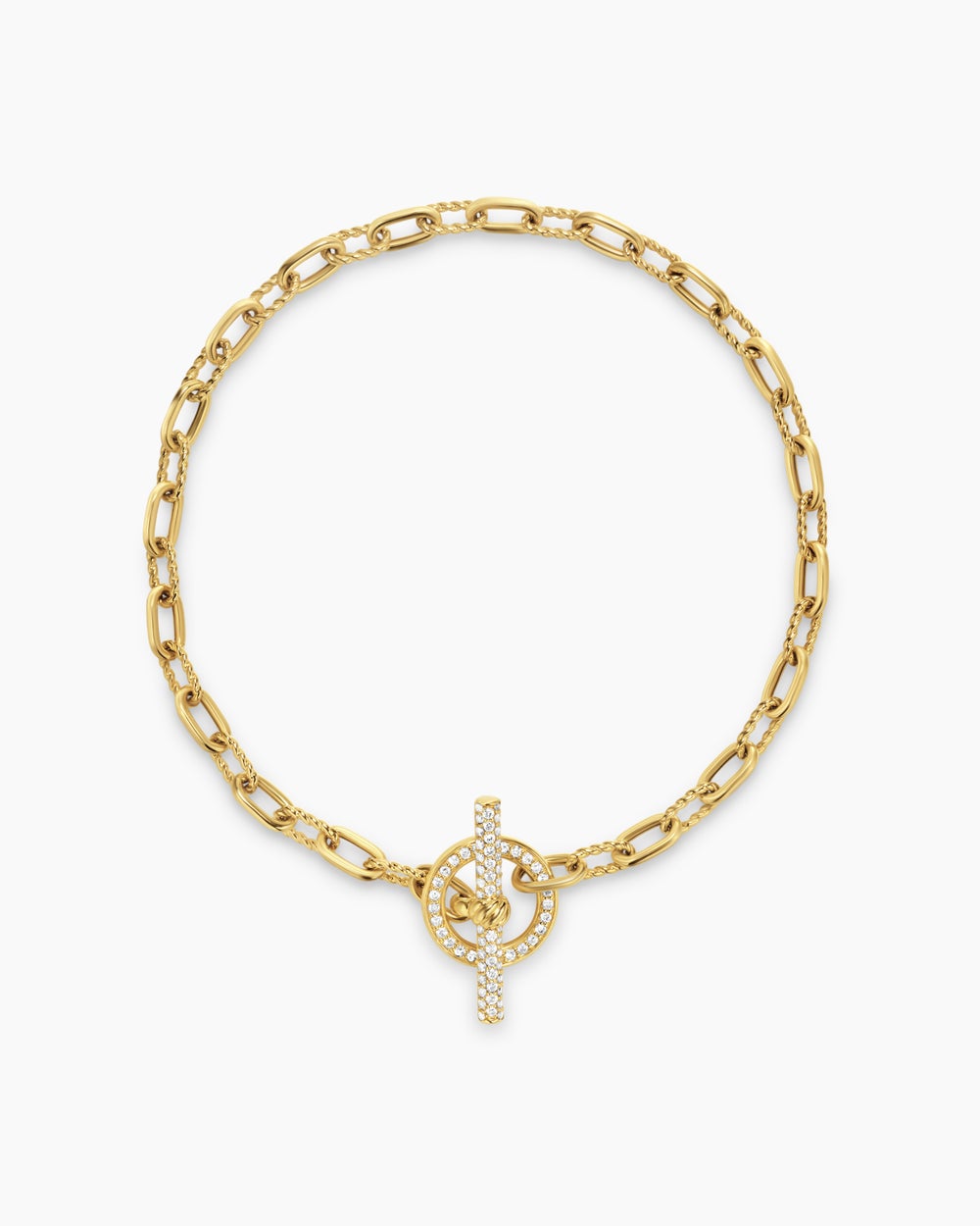 Womens DY Madison® Pavé Toggle Chain Bracelet in 18ct Yellow Gold with Diamonds, 3mm