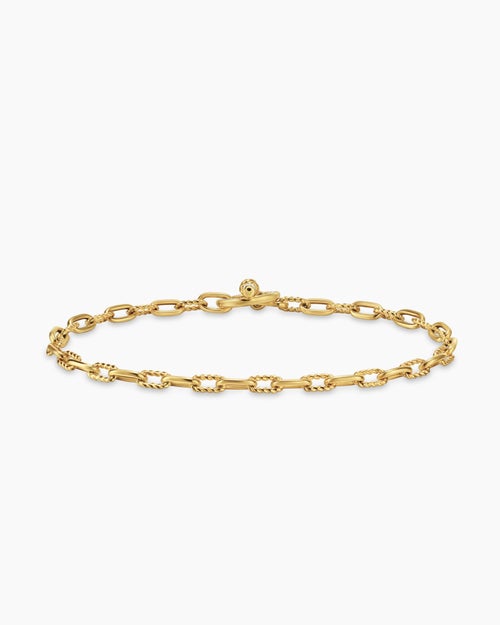 Womens DY Madison® Pavé Toggle Chain Bracelet in 18ct Yellow Gold with Diamonds, 3mm