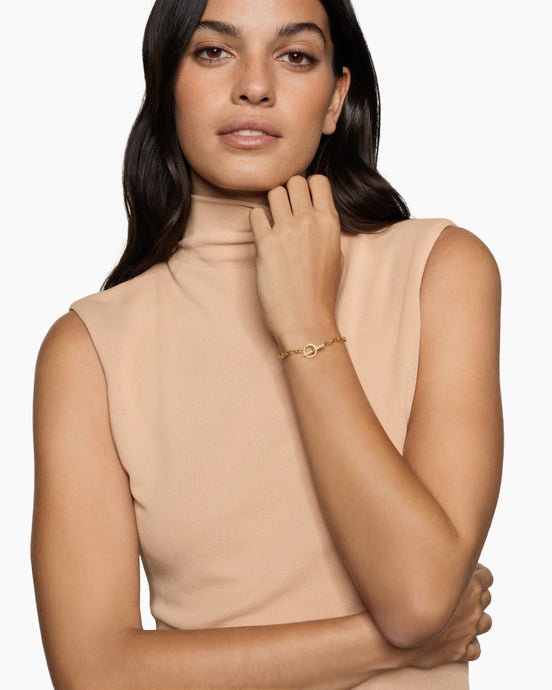 DY Madison® Pavé Toggle Chain Bracelet in 18K Yellow Gold with Diamonds, 3mm