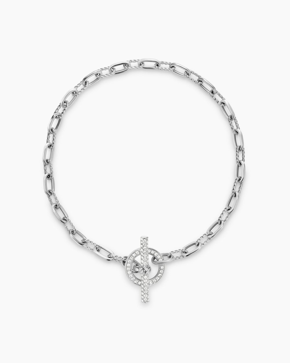 Womens DY Madison Pavé Toggle Chain Bracelet in Sterling Silver with Diamonds, 3mm