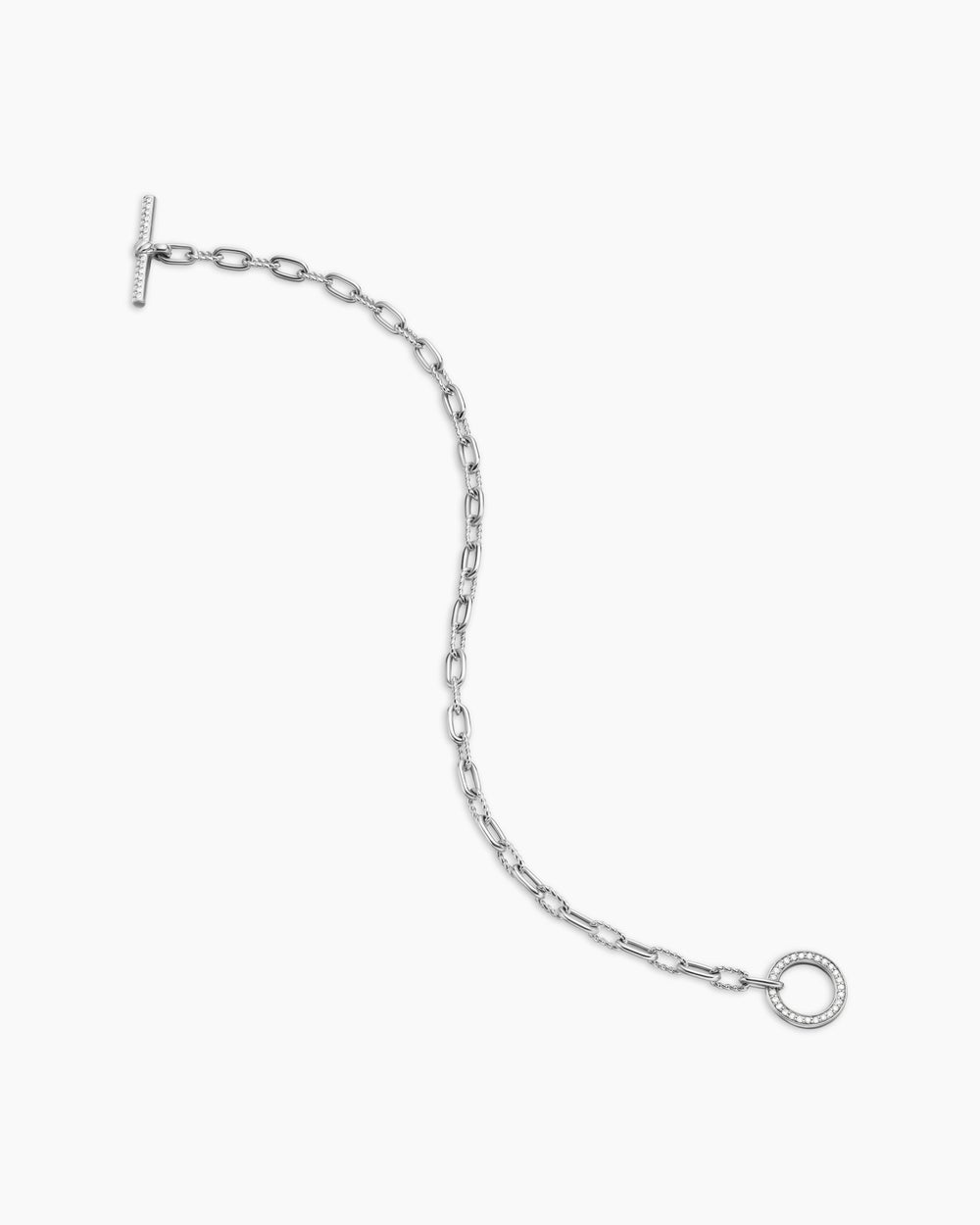 Womens DY Madison Pavé Toggle Chain Bracelet in Sterling Silver with Diamonds, 3mm