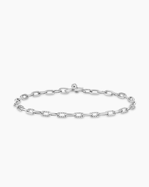 Womens DY Madison® Pavé Toggle Chain Bracelet in Sterling Silver with Diamonds, 3mm