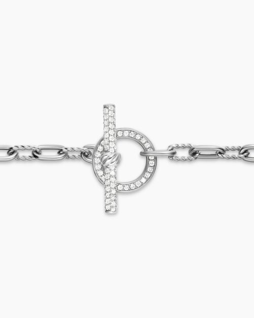 Womens DY Madison Pavé Toggle Chain Bracelet in Sterling Silver with Diamonds, 3mm