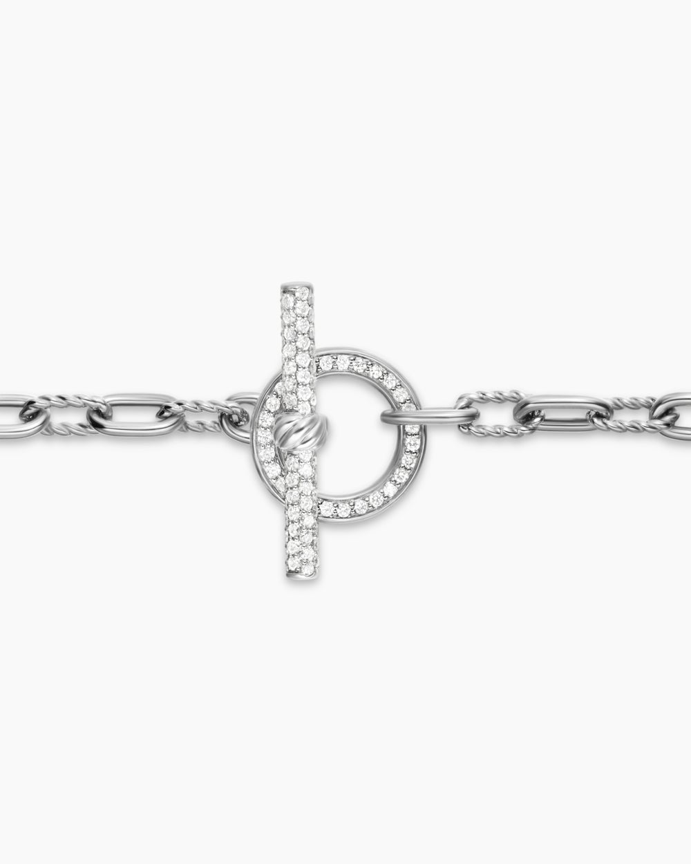 Womens DY Madison Pavé Toggle Chain Bracelet in Sterling Silver with Diamonds, 3mm