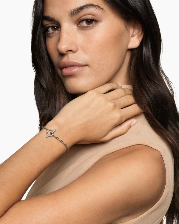 DY Madison Pavé Toggle Chain Bracelet in Sterling Silver with Diamonds, 3mm