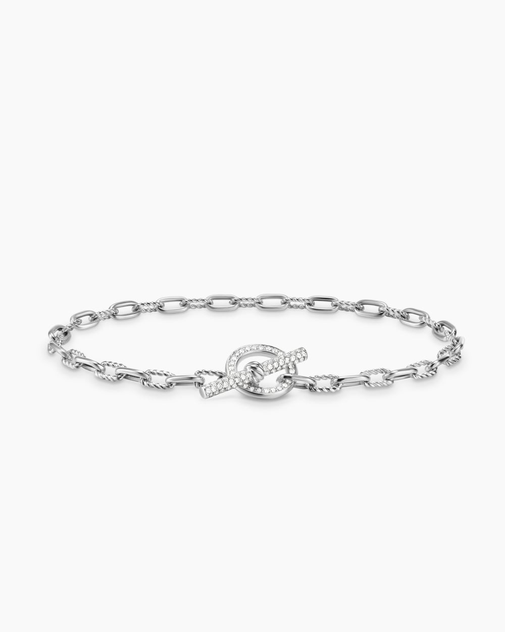 Womens DY Madison Pavé Toggle Chain Bracelet in Sterling Silver with Diamonds, 3mm
