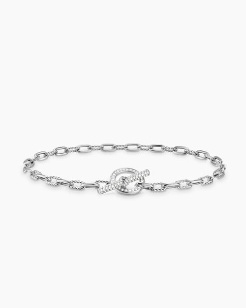 Womens DY Madison Pavé Toggle Chain Bracelet in Sterling Silver with Diamonds, 3mm