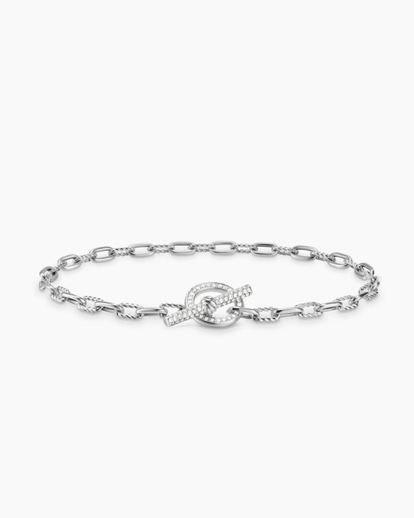 DY Madison Pavé Toggle Chain Bracelet in Sterling Silver with Diamonds, 3mm