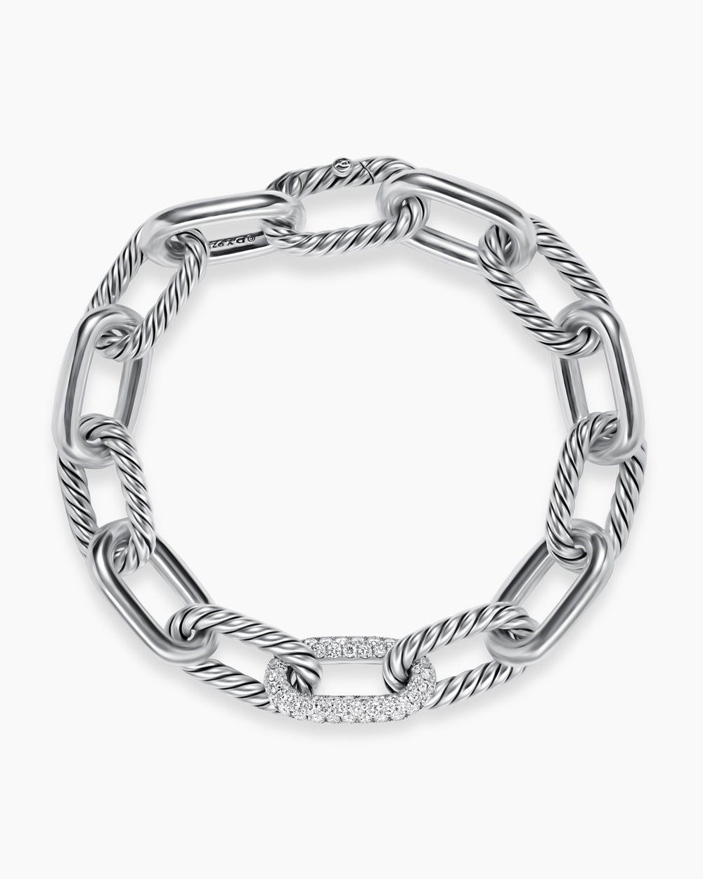 Bracelet chaîne DY Madison en argent massif avec diamants, 11 mm femme