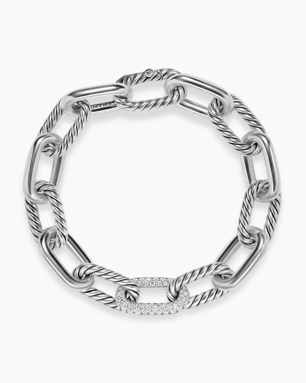 Bracelet chaîne DY Madison en argent sterling avec diamants, 11 mm