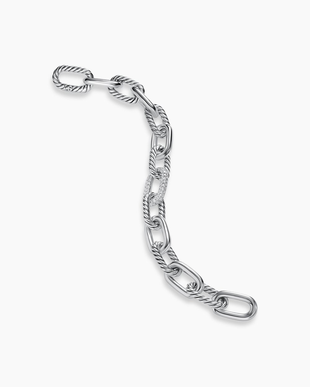 Bracelet chaîne DY Madison en argent massif avec diamants, 11 mm femme