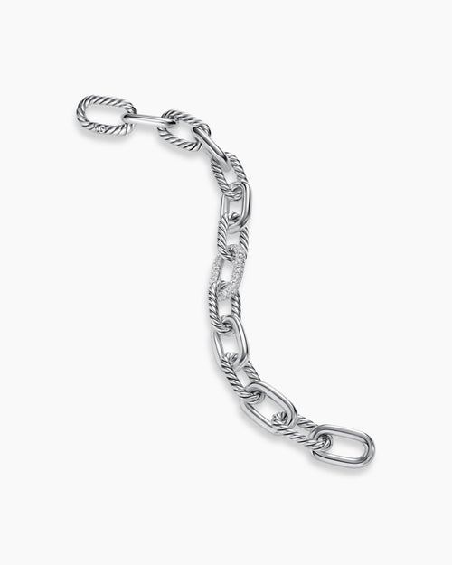 Womens DY Madison Chain Bracelet in Sterling Silver with Diamonds, 11mm