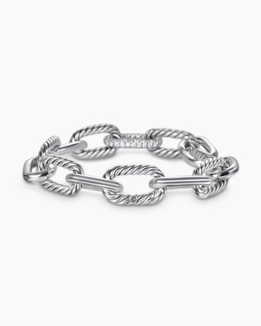 DY Madison® Chain Bracelet in Sterling Silver with Diamonds, 11mm