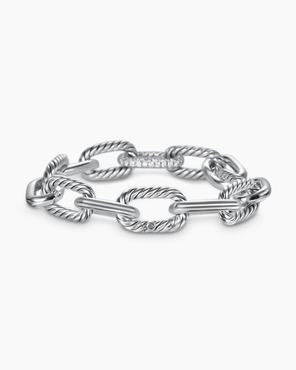 Bracelet chaîne DY Madison en argent sterling avec diamants, 11 mm