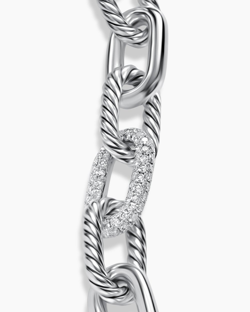 Bracelet chaîne DY Madison en argent massif avec diamants, 11 mm femme