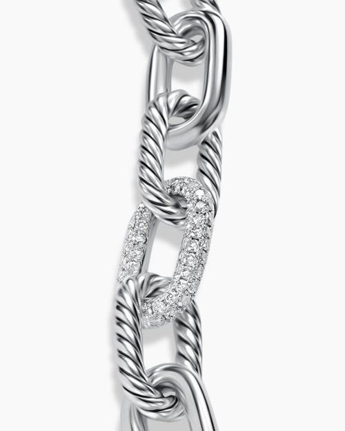 Womens DY Madison Chain Bracelet in Sterling Silver with Diamonds, 11mm