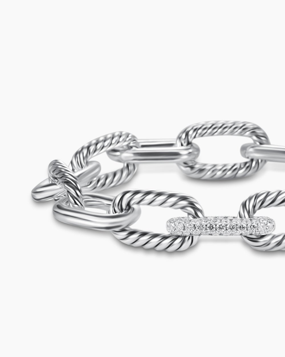 Bracelet chaîne DY Madison en argent massif avec diamants, 11 mm femme