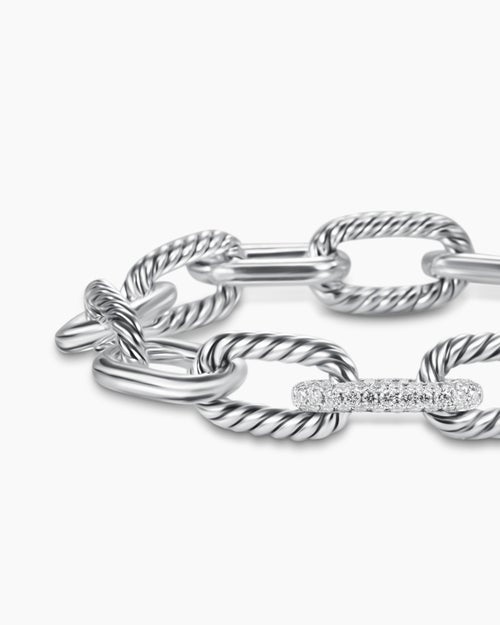 Womens DY Madison Chain Bracelet in Sterling Silver with Diamonds, 11mm