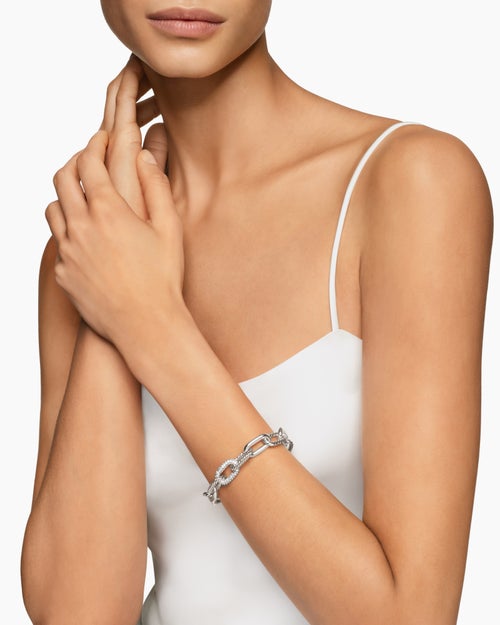 Womens DY Madison® Chain Bracelet in Sterling Silver with Diamonds, 11mm