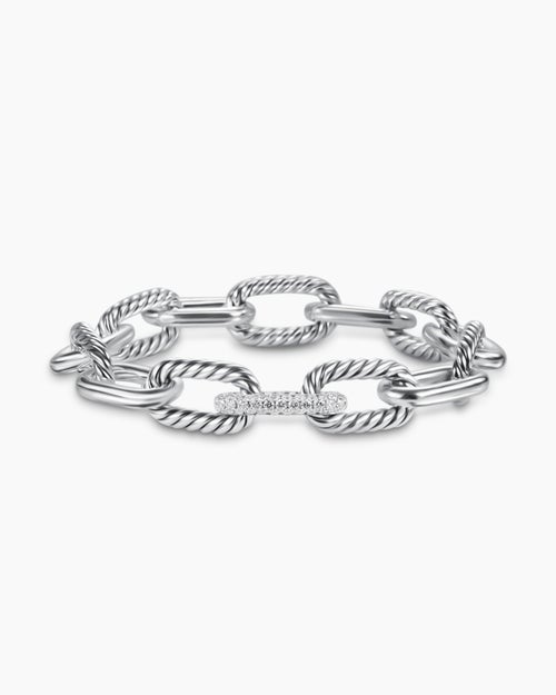 Womens DY Madison® Chain Bracelet in Sterling Silver with Diamonds, 11mm
