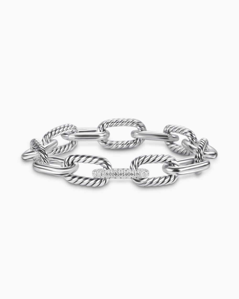 Bracelet chaîne DY Madison en argent massif avec diamants, 11 mm femme