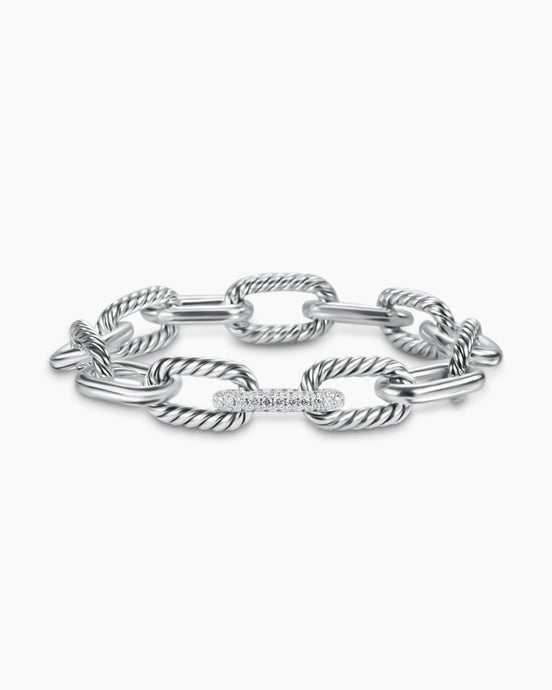 DY Madison® Chain Bracelet in Sterling Silver with Diamonds, 11mm