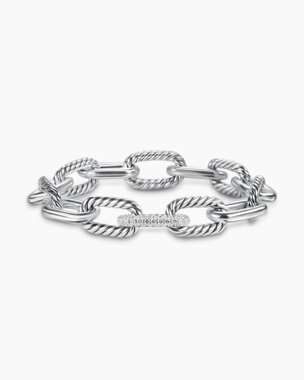 Bracelet chaîne DY Madison en argent sterling avec diamants, 11 mm