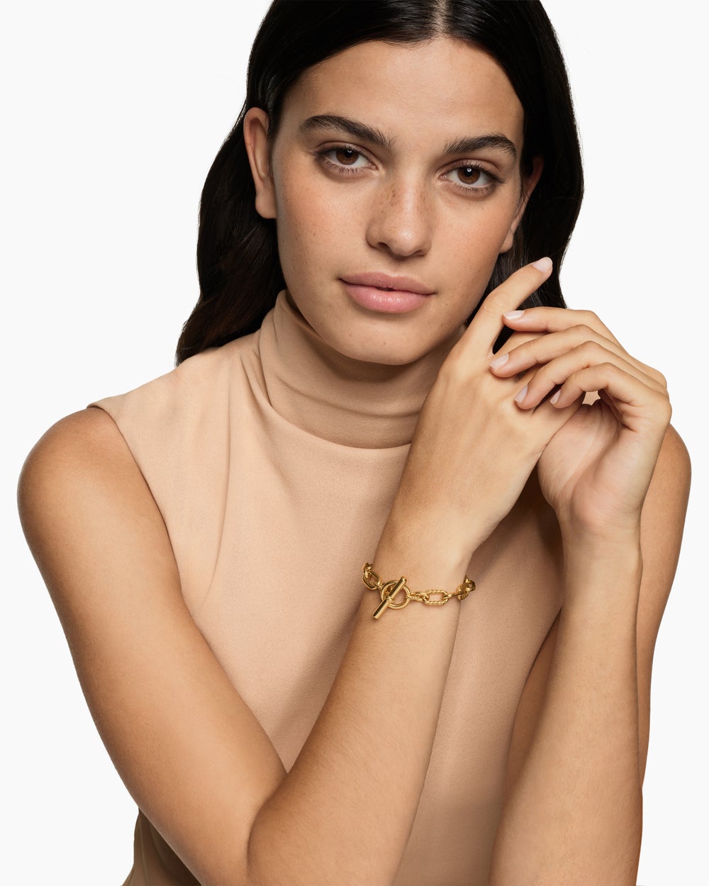Bracelet chaîne à fermoir en T DY Madison en or jaune 18 carats, 8,5 mm femmes