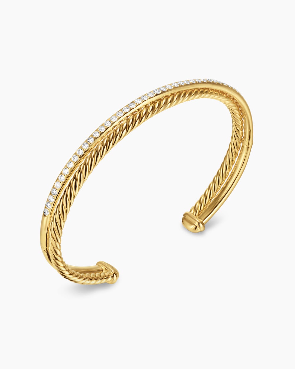 Bracelet Crossover à deux rangs en or jaune 18 carats avec diamants, 6 mm femme