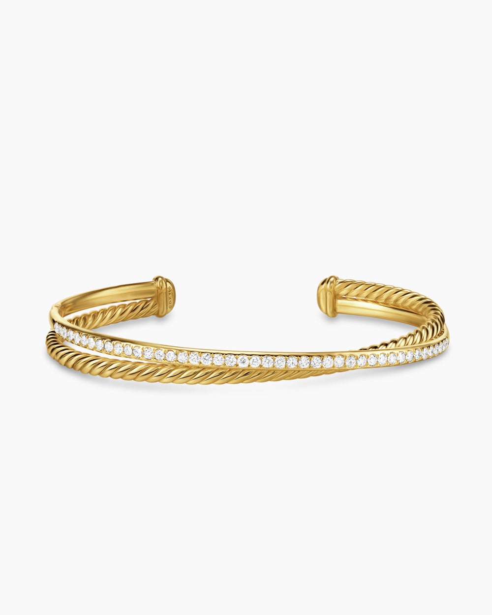 Bracelet Crossover à deux rangs en or jaune 18 carats avec diamants, 6 mm femme