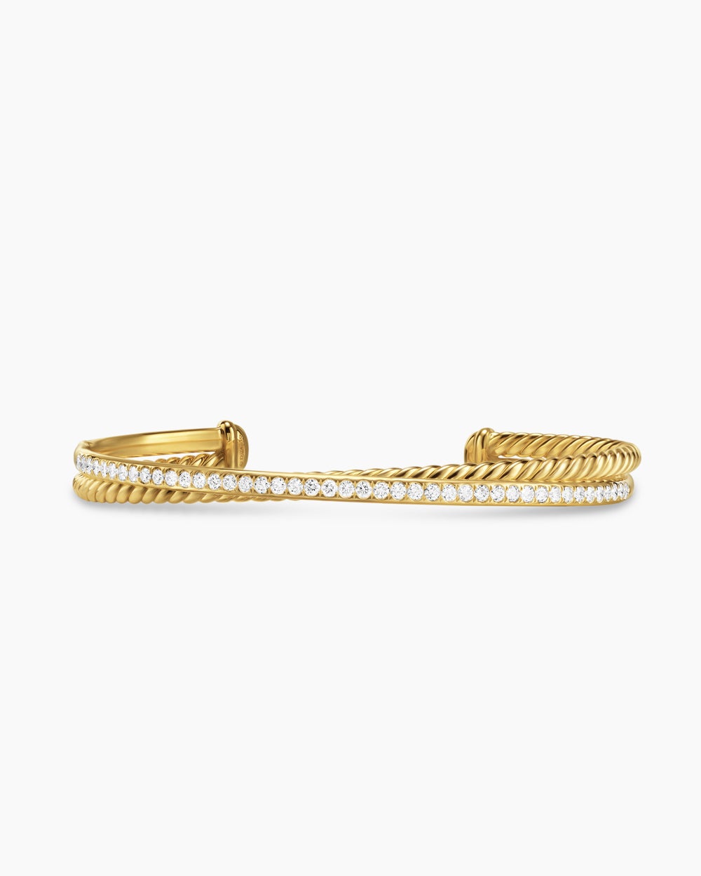 Bracelet Crossover à deux rangs en or jaune 18 carats avec diamants, 6 mm femme