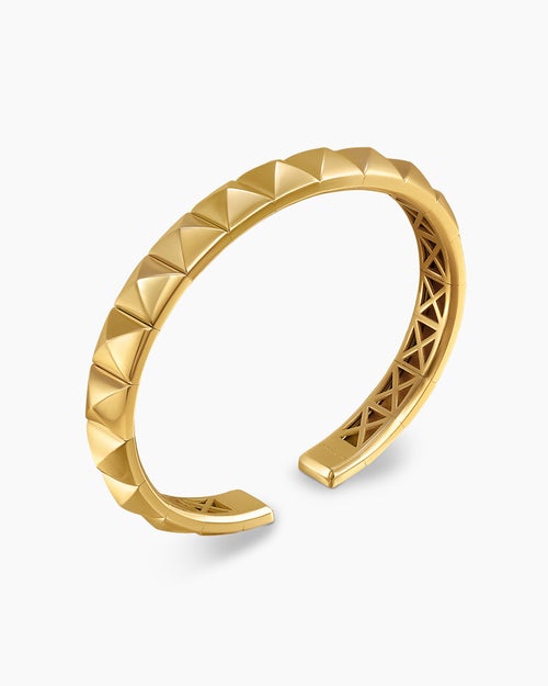Womens Pyramid Cuff Bracelet in 18K Yellow Gold, 8mm