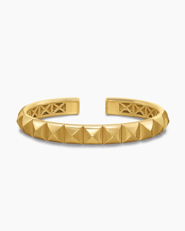 Bracelet manchette Pyramid en or jaune 18 carats, 8 mm