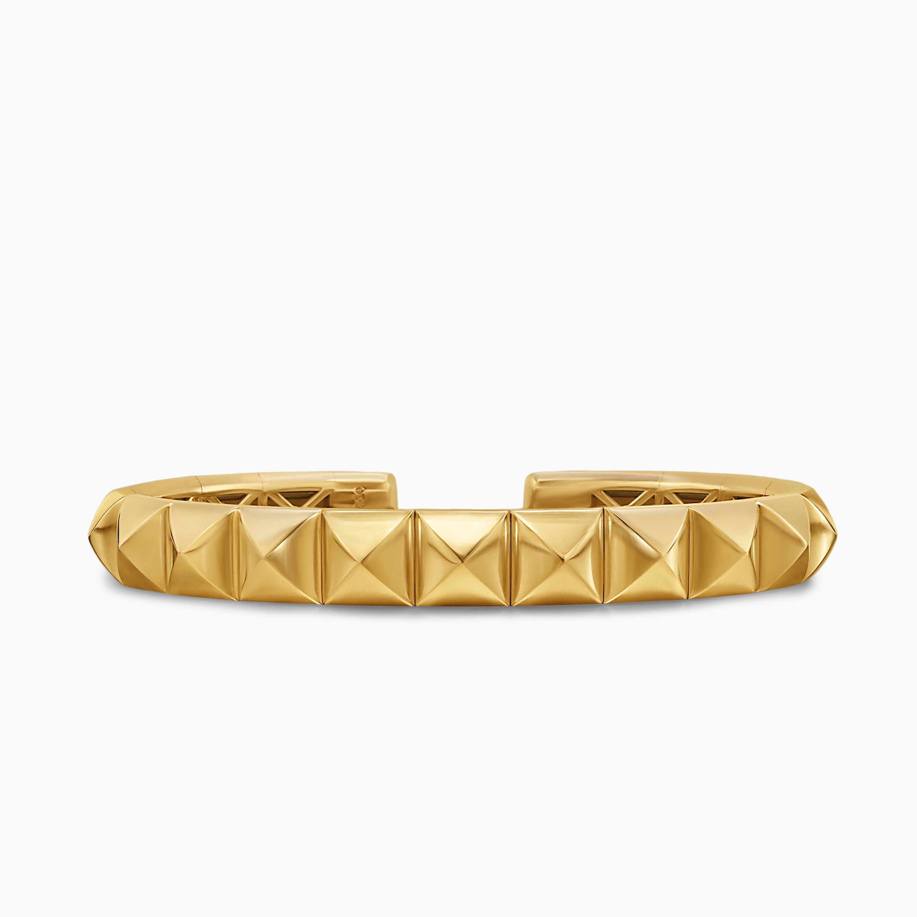 Womens Pyramid Cuff Bracelet in 18K Yellow Gold, 8mm