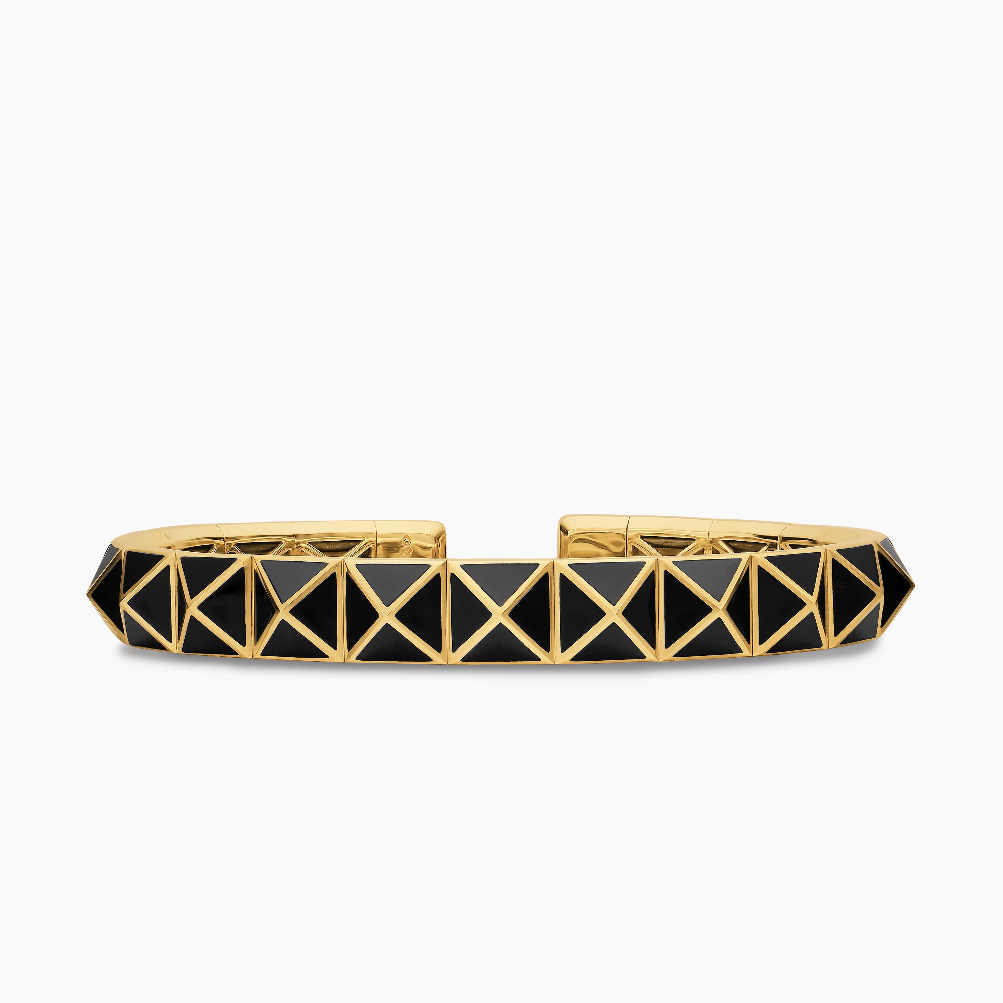 Womens Pyramid Cuff Bracelet in 18K Yellow Gold, 8mm