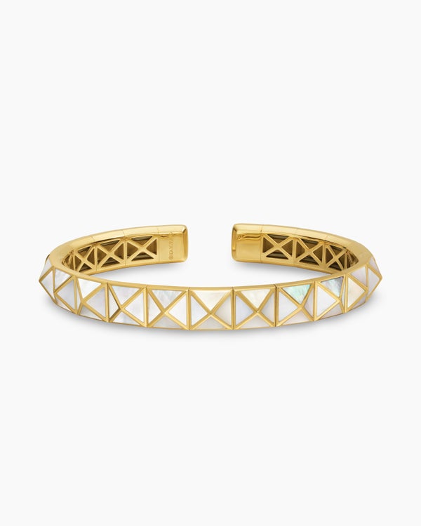 Pyramid Cuff Bracelet in 18K Yellow Gold, 8mm