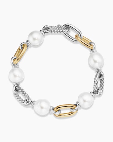 Bracelet chaîne DY Madison® Pearl en argent massif avec or jaune 18 carats et perles, 11 mm