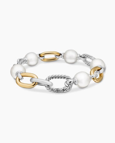 DY Madison® Pearl Chain Bracelet in Sterling Silver with 18K Yellow Gold and Pearls, 11mn