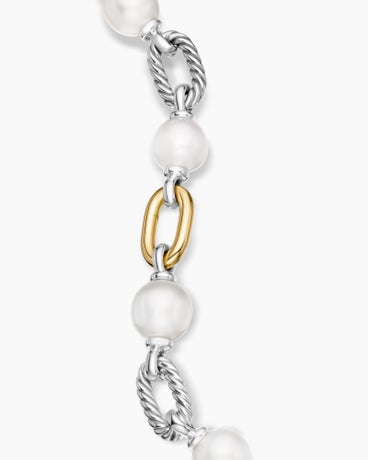 Bracelet chaîne DY Madison® Pearl en argent massif avec or jaune 18 carats et perles, 11 mm