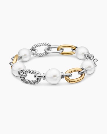 DY Madison® Pearl Chain Bracelet in Sterling Silver with 18K Yellow Gold and Pearls, 11mm