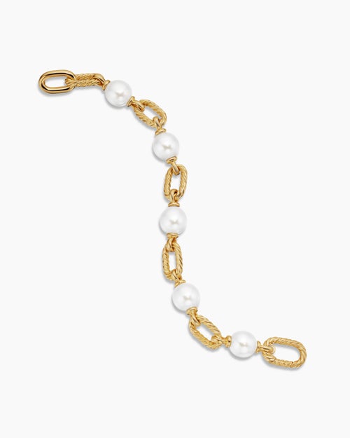 Womens DY Madison® Pearl Chain Bracelet in 18K Yellow Gold with Pearls, 11mm