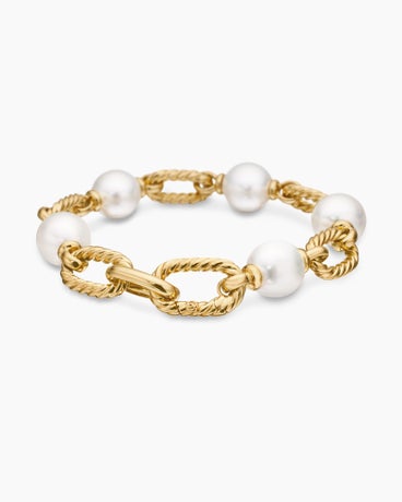 Bracelet chaîne DY Madison® Pearl en or jaune 18 carats avec perles, 11 mm