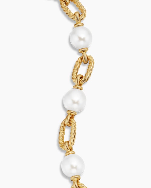 Womens DY Madison® Pearl Chain Bracelet in 18K Yellow Gold with Pearls, 11mm