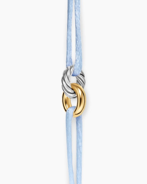 Womens Sculpted Cable Linked Cord Bracelet with Sterling Silver and 14K Yellow Gold, 8.7mm