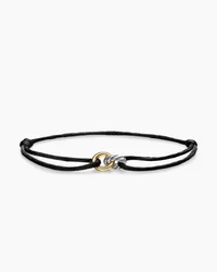 Sculpted Cable Linked Cord Bracelet in Pink Nylon with Sterling Silver and 14K Yellow Gold, 8.7mm