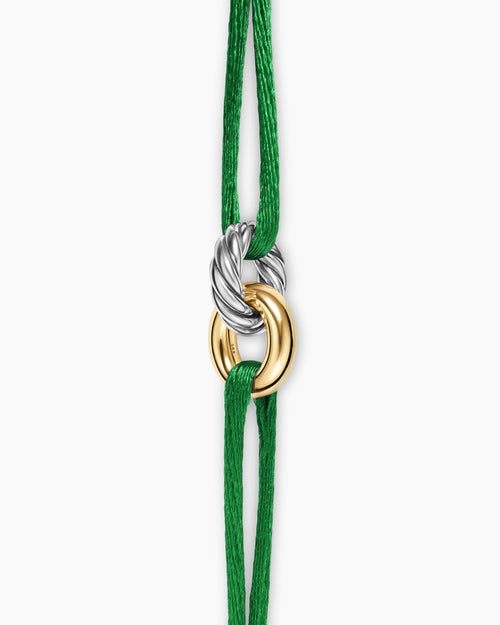 Womens Sculpted Cable Linked Cord Bracelet with Sterling Silver and 14K Yellow Gold, 8.7mm