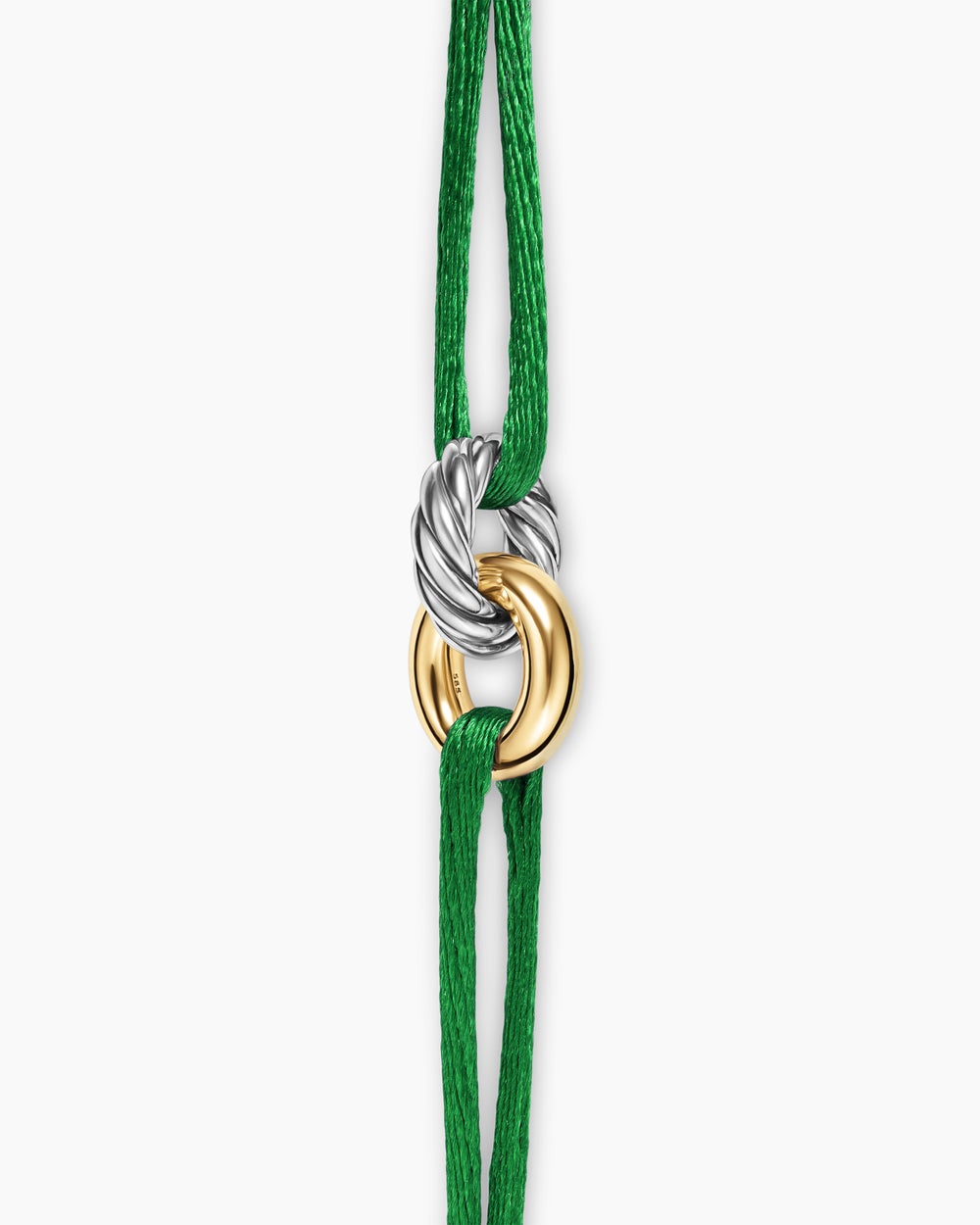 Womens Sculpted Cable Linked Cord Bracelet with Sterling Silver and 14K Yellow Gold, 8.7mm