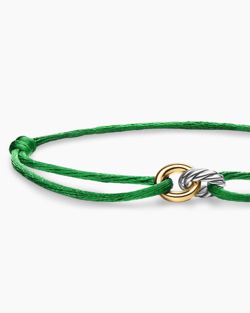 Womens Sculpted Cable Linked Cord Bracelet with Sterling Silver and 14K Yellow Gold, 8.7mm