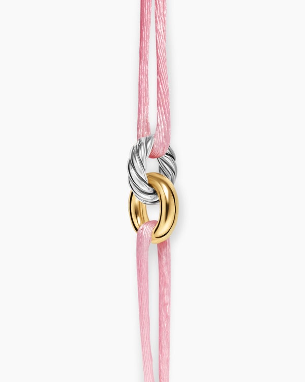 Sculpted Cable Linked Cord Bracelet with Sterling Silver and 14K Yellow Gold, 8.7mm